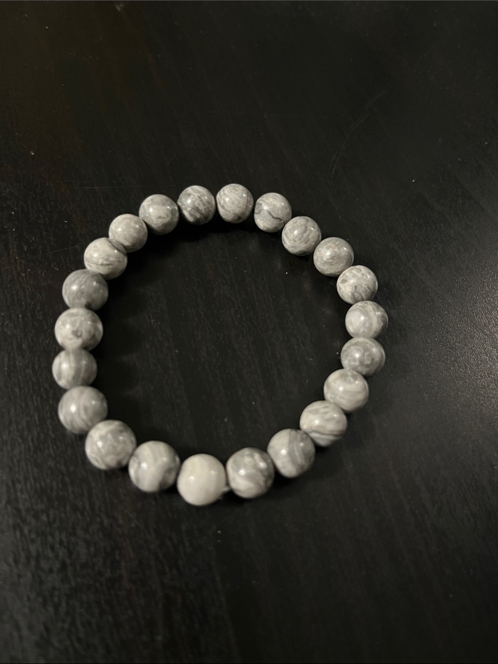 Gray Marbled Bead Stretch Bracelet - Women Jewelry